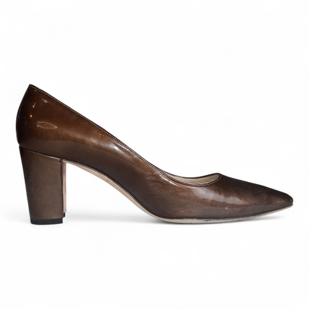 Manolo Blahnik Nobaman Patent Brown Pumps 7.5 (37.5) - Picture 7 of 10